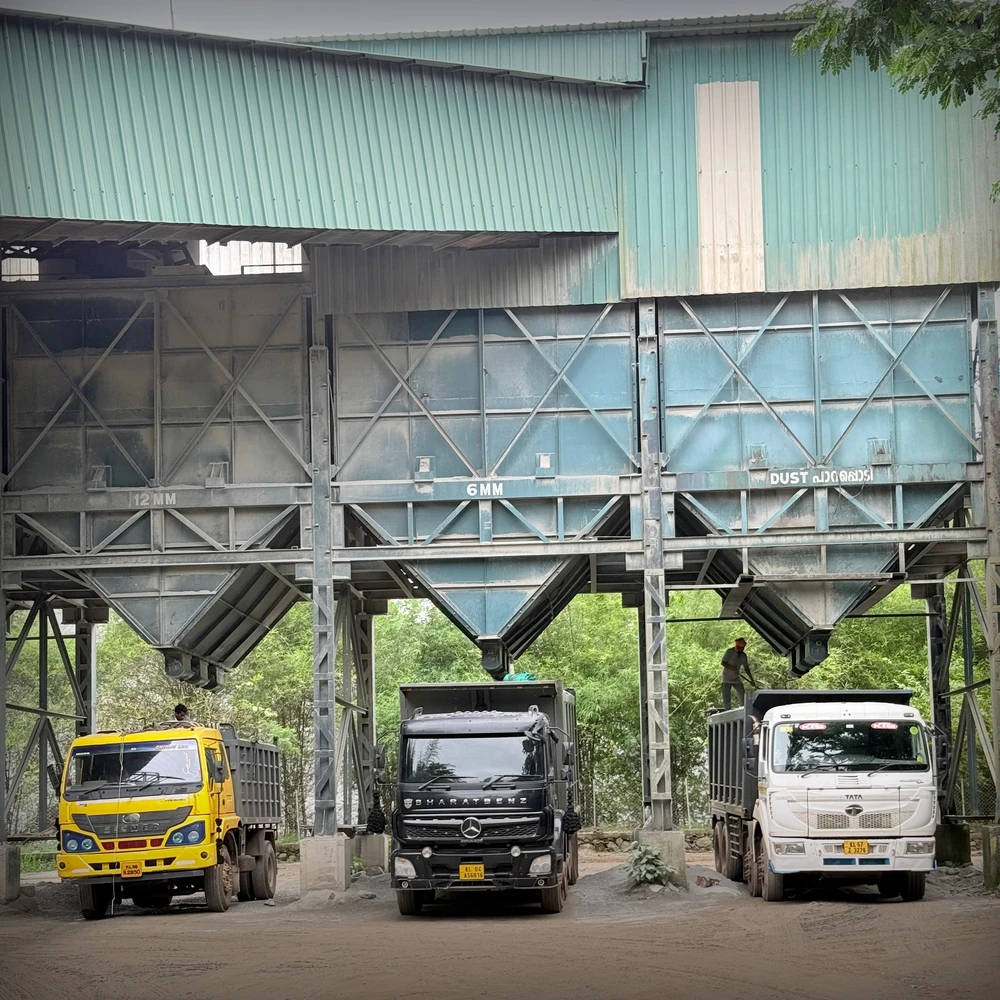 Heavy-duty transport truck loaded with premium materials at Alpha Bricks & Metals plant